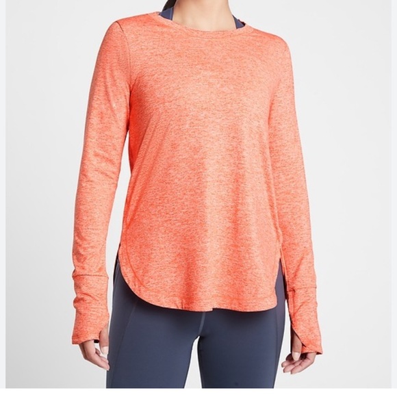 Athleta Tops - Athleta Bright Coral Long Sleeve Tee